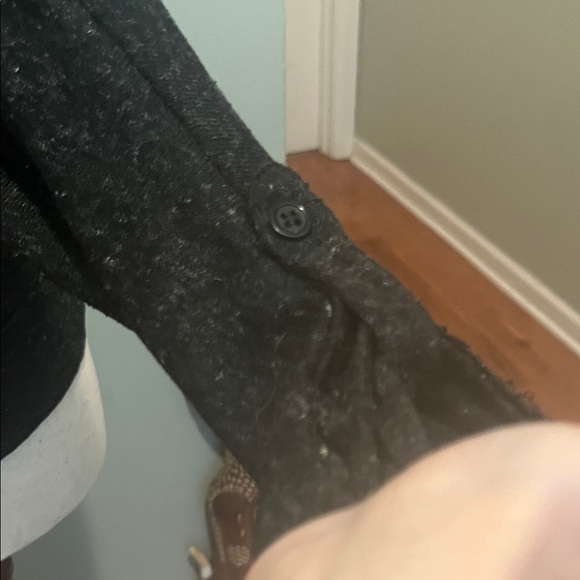 Black/Heather gray Women's Sweater with Lace Shoulders - Picture 3 of 6